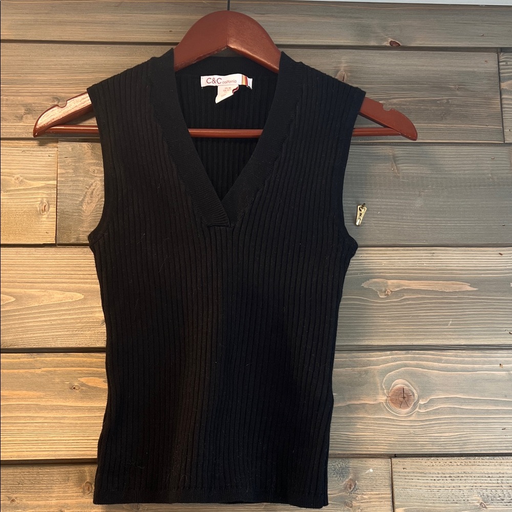 C&C California Black Ribbed Knit Tank